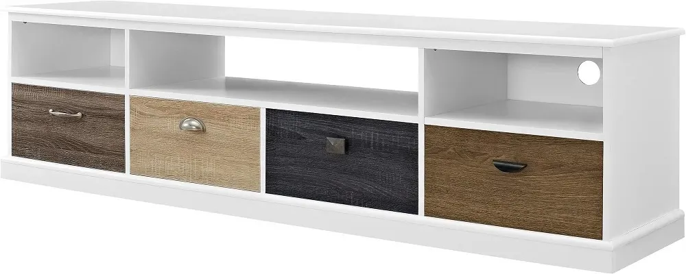 Merced TV Console with 4 Drawers - White