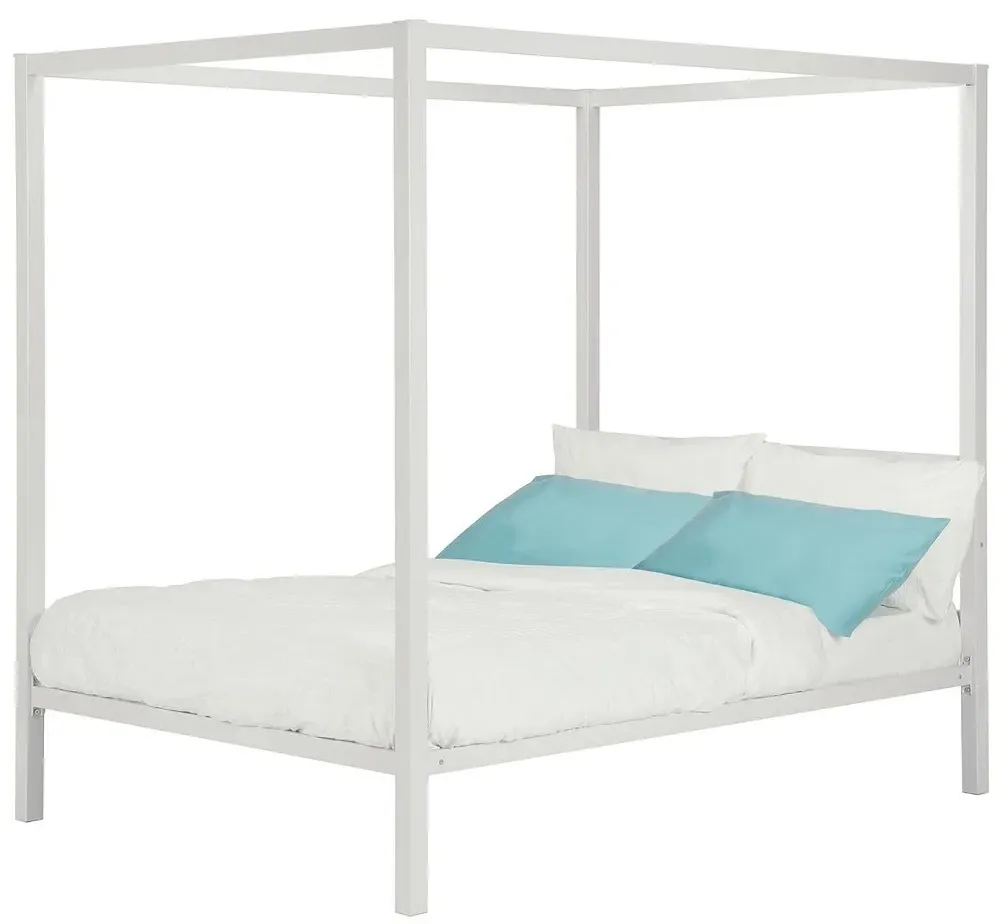Moca Double Bed Frame - White, Metal