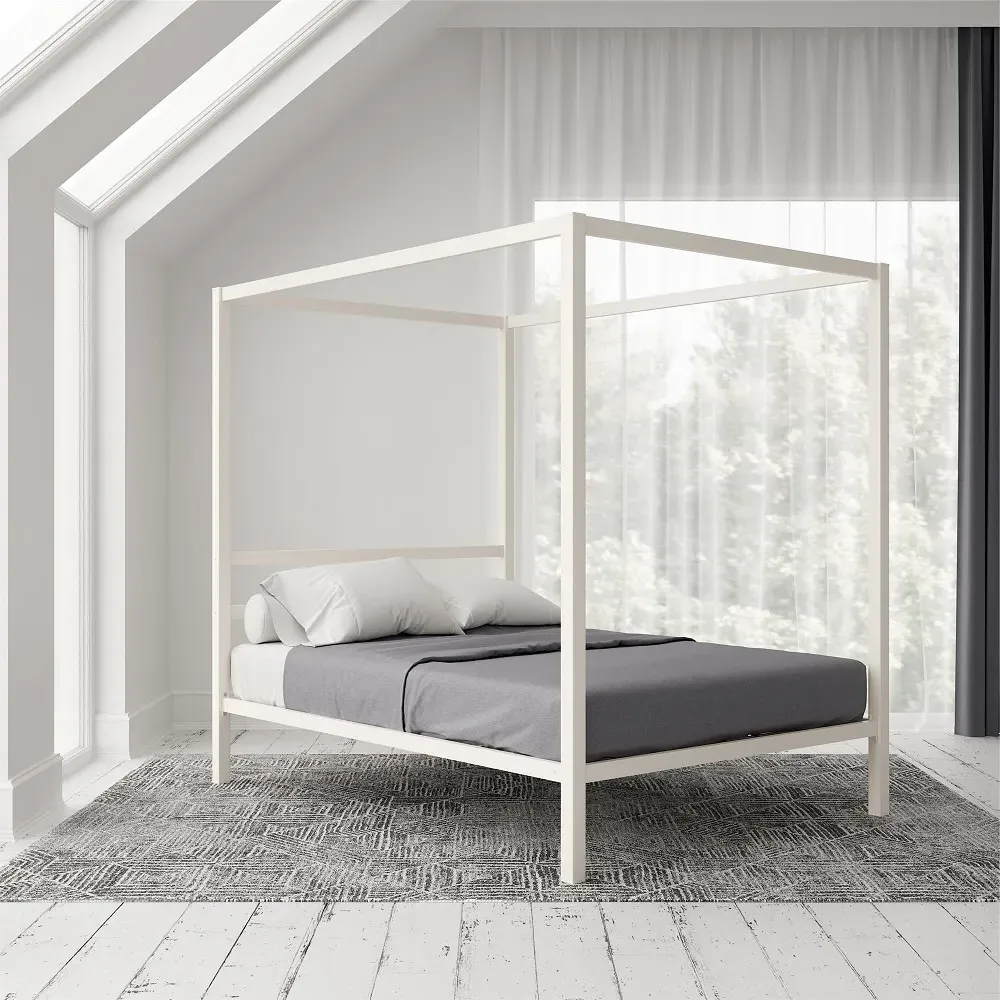 Moca Double Bed Frame - White, Metal
