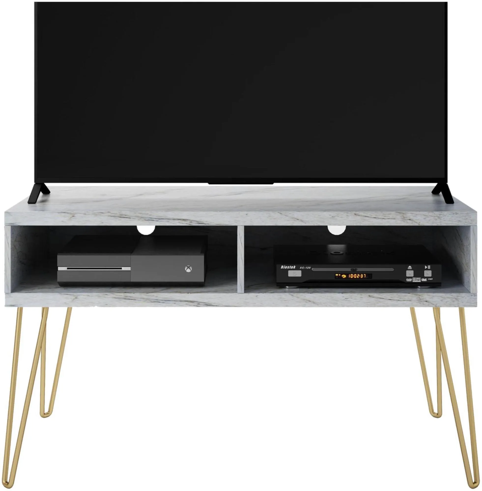 Novogratz Athena TV Stand up to 42in - White Marble