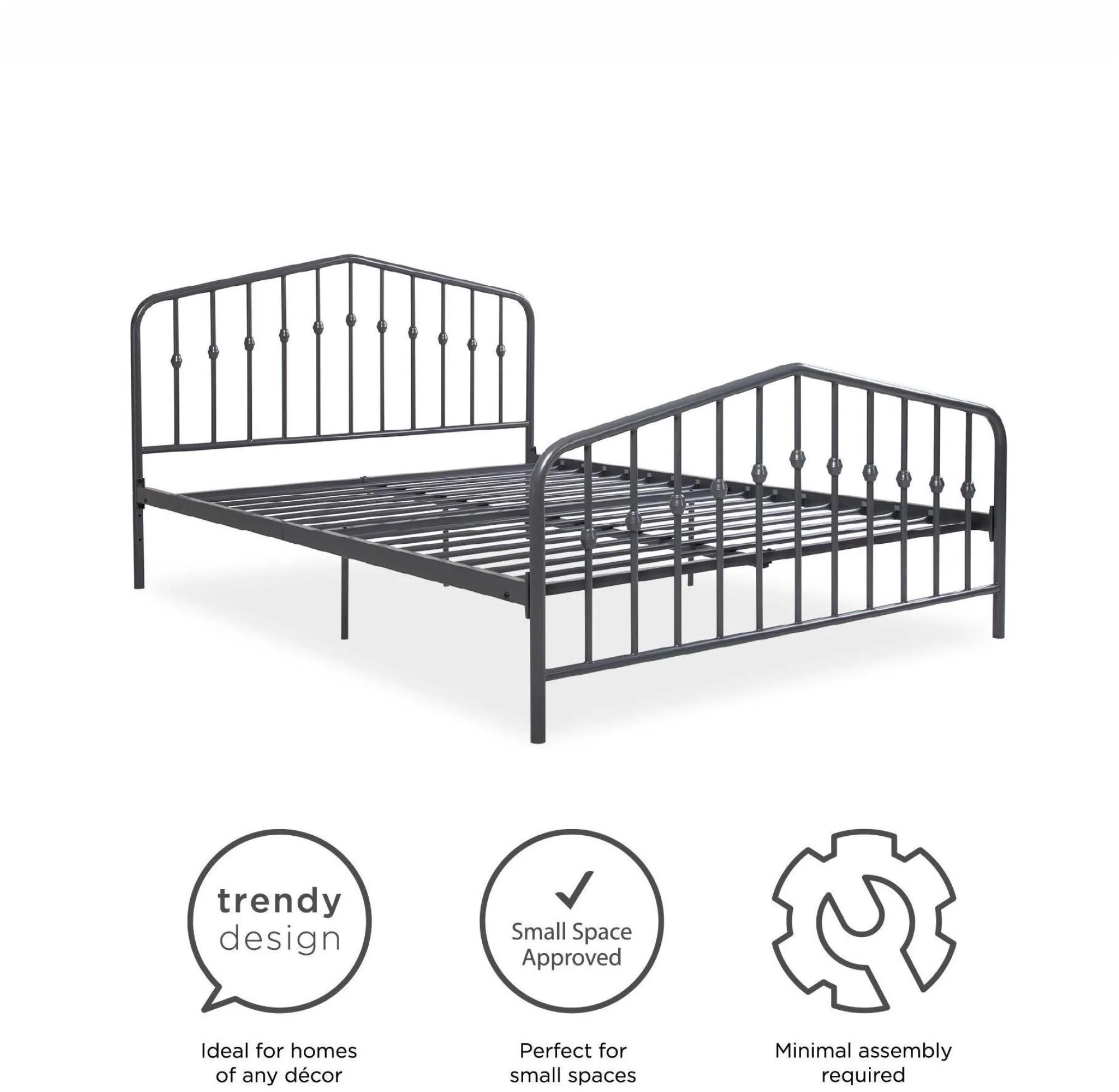 Novogratz Bushwick Metal Bed Frame - Grey
