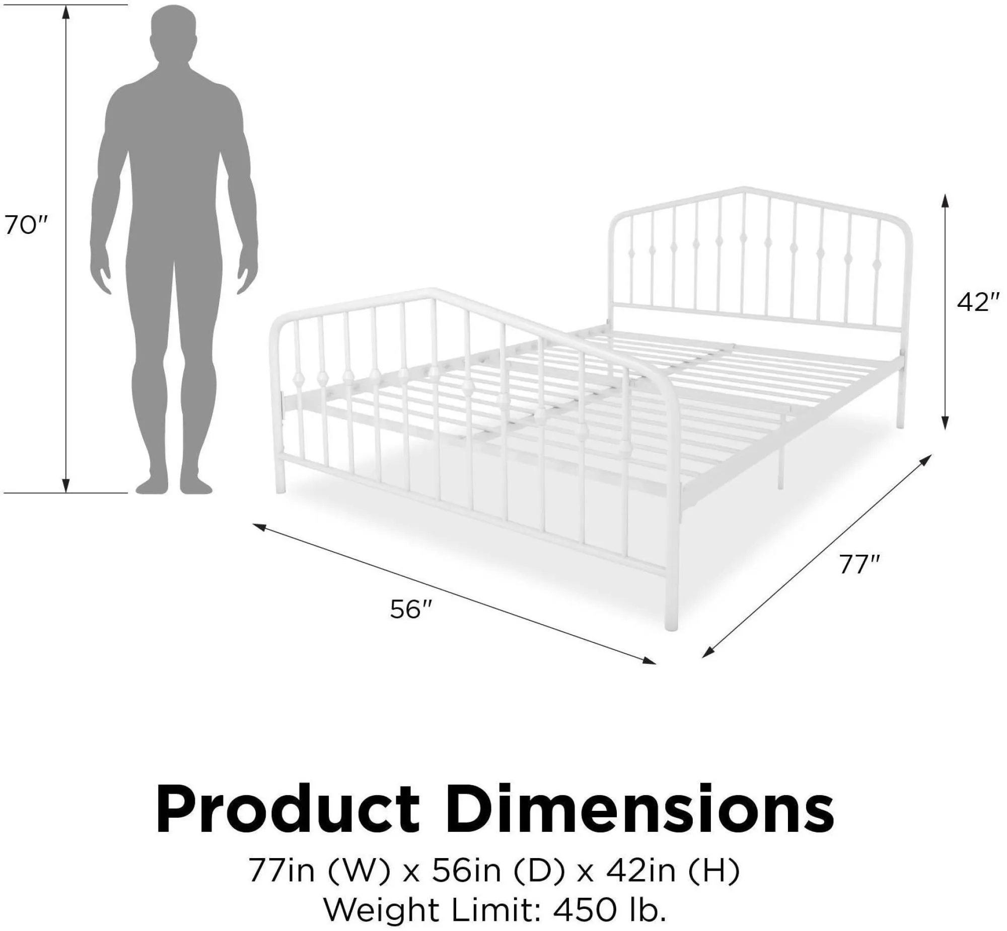 Novogratz Bushwick Metal Bed Frame - White
