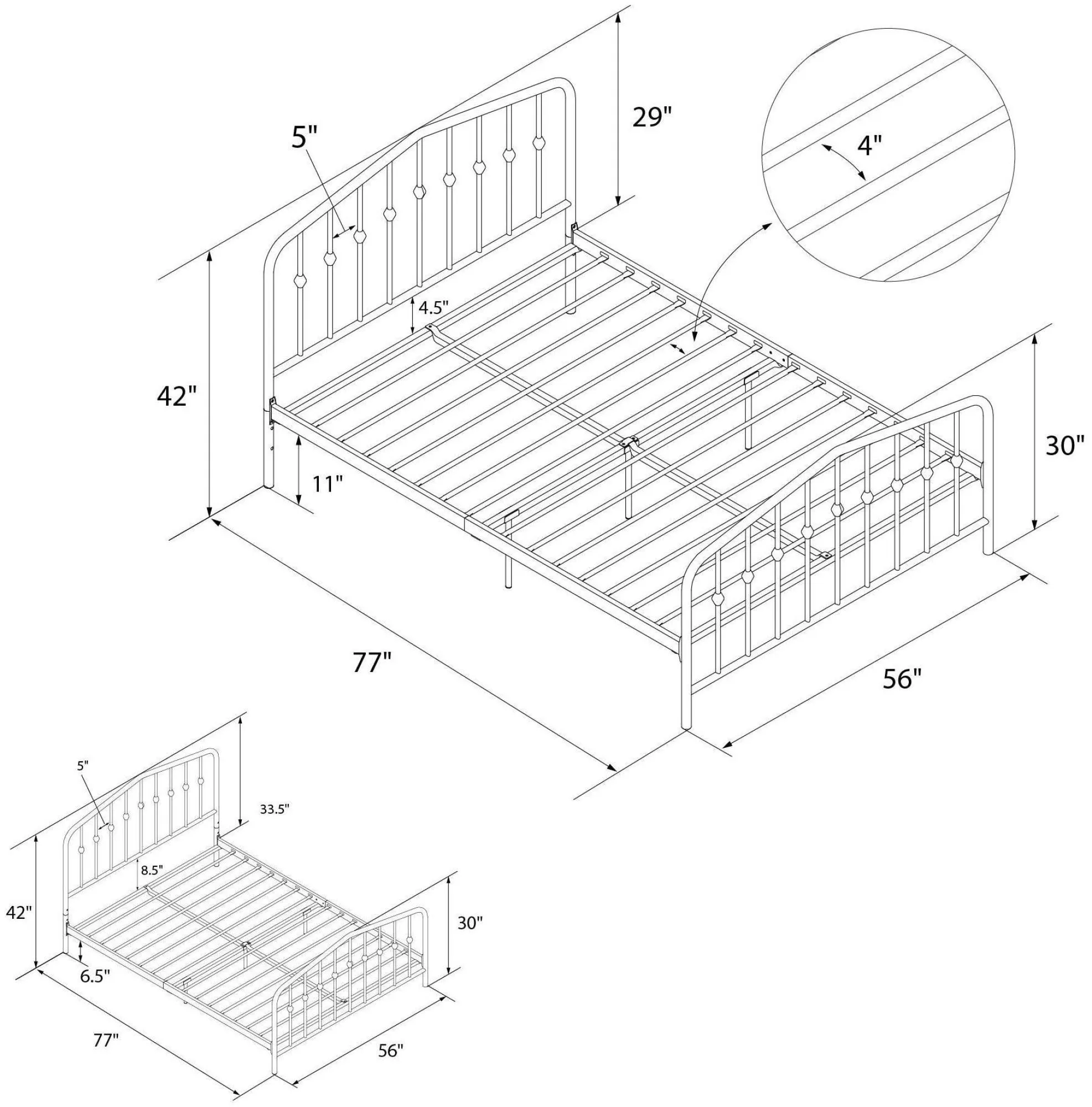 Novogratz Bushwick Metal Bed Frame - White