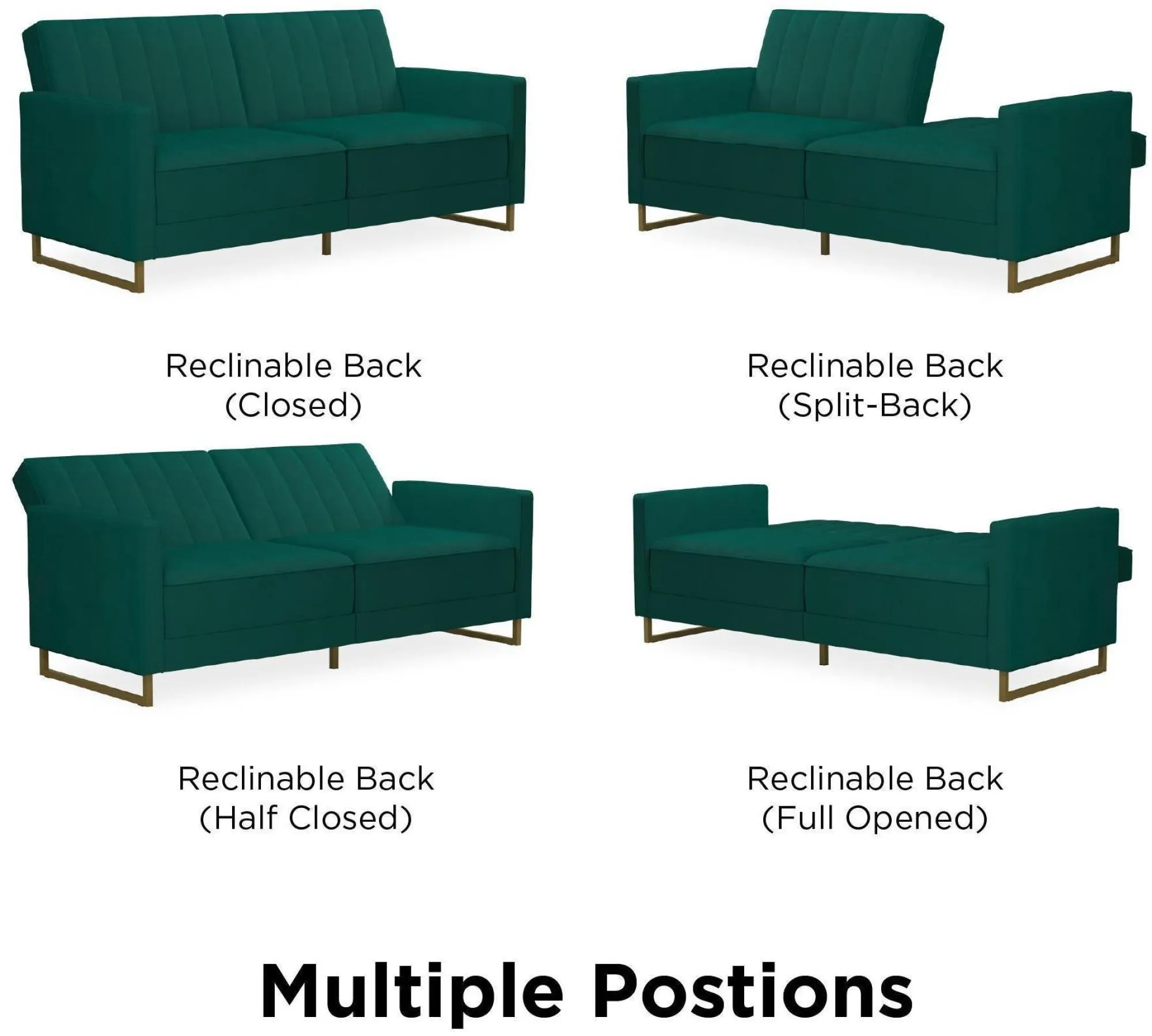 Novogratz Skylar Sofa Bed - Green, Velvet