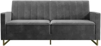 Novogratz Skylar Sofa Bed - Grey, Velvet