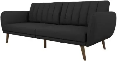 Nowata Brittany Futon Sofa Bed - Dark Grey, Linen image