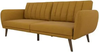 Nowata Brittany Futon Sofa Bed - Mustard, Linen