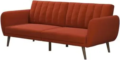 Nowata Brittany Futon Sofa Bed - Orange, Linen