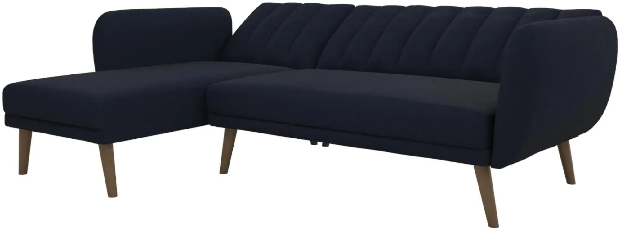 Nowata Brittany Sectional Futon Sofa Bed - Navy Blue, Linen