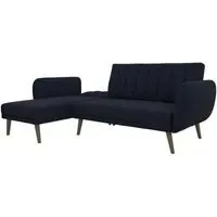 Nowata Brittany Sectional Futon Sofa Bed - Navy Blue, Linen