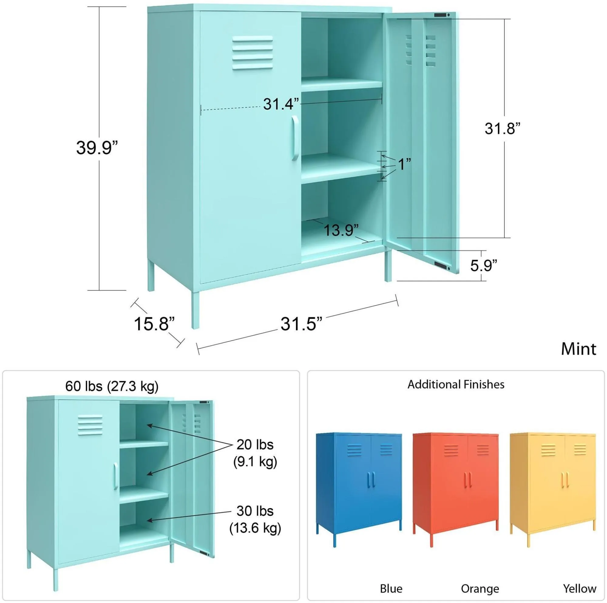 Nowata Cache 2 Door Locker Storage Cabinet - Blue