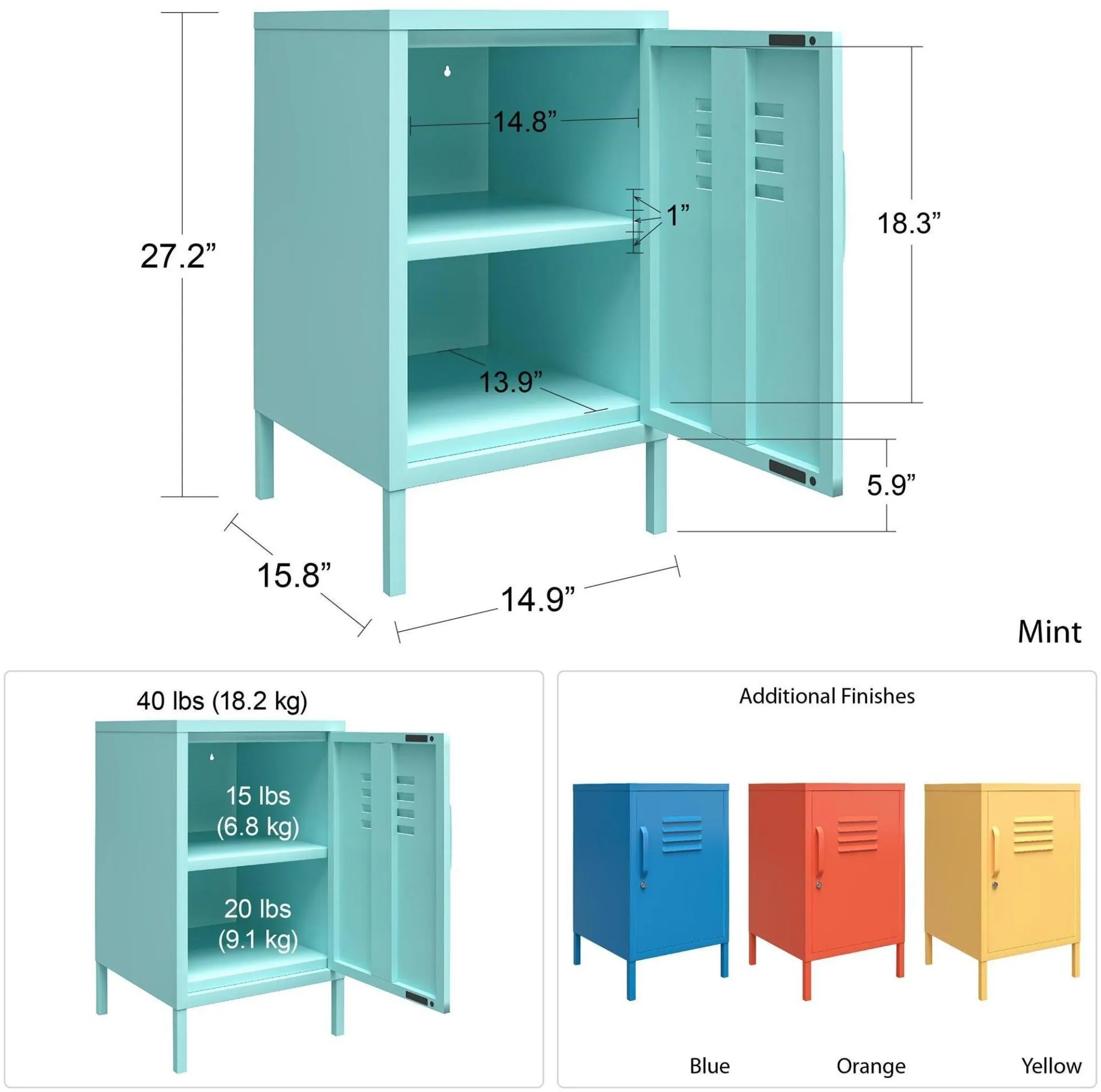 Nowata Cache Locker End Table - Mint