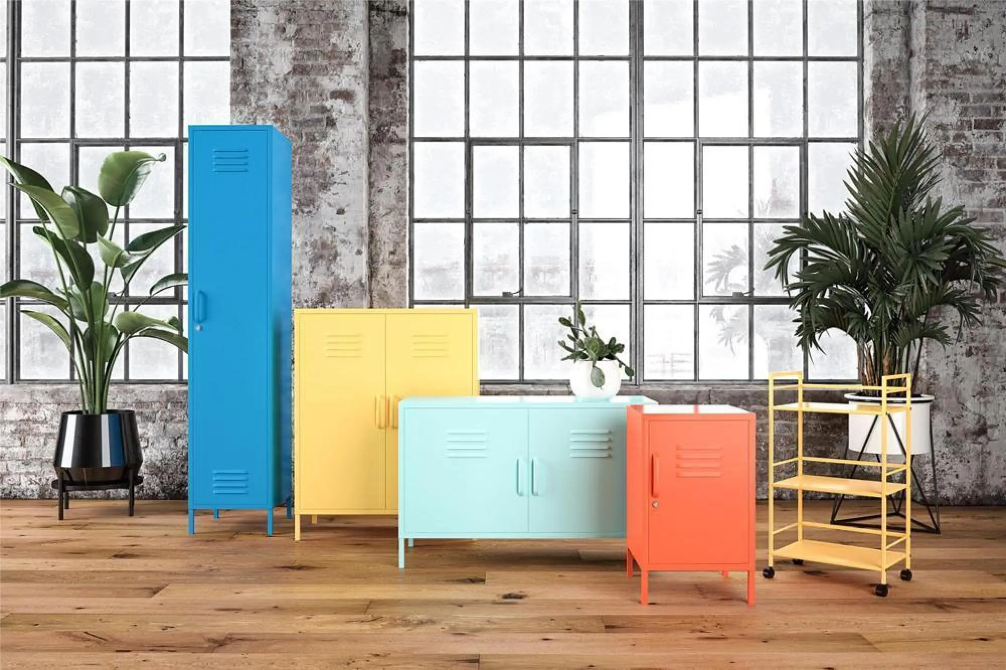 Nowata Cache Locker End Table - Yellow