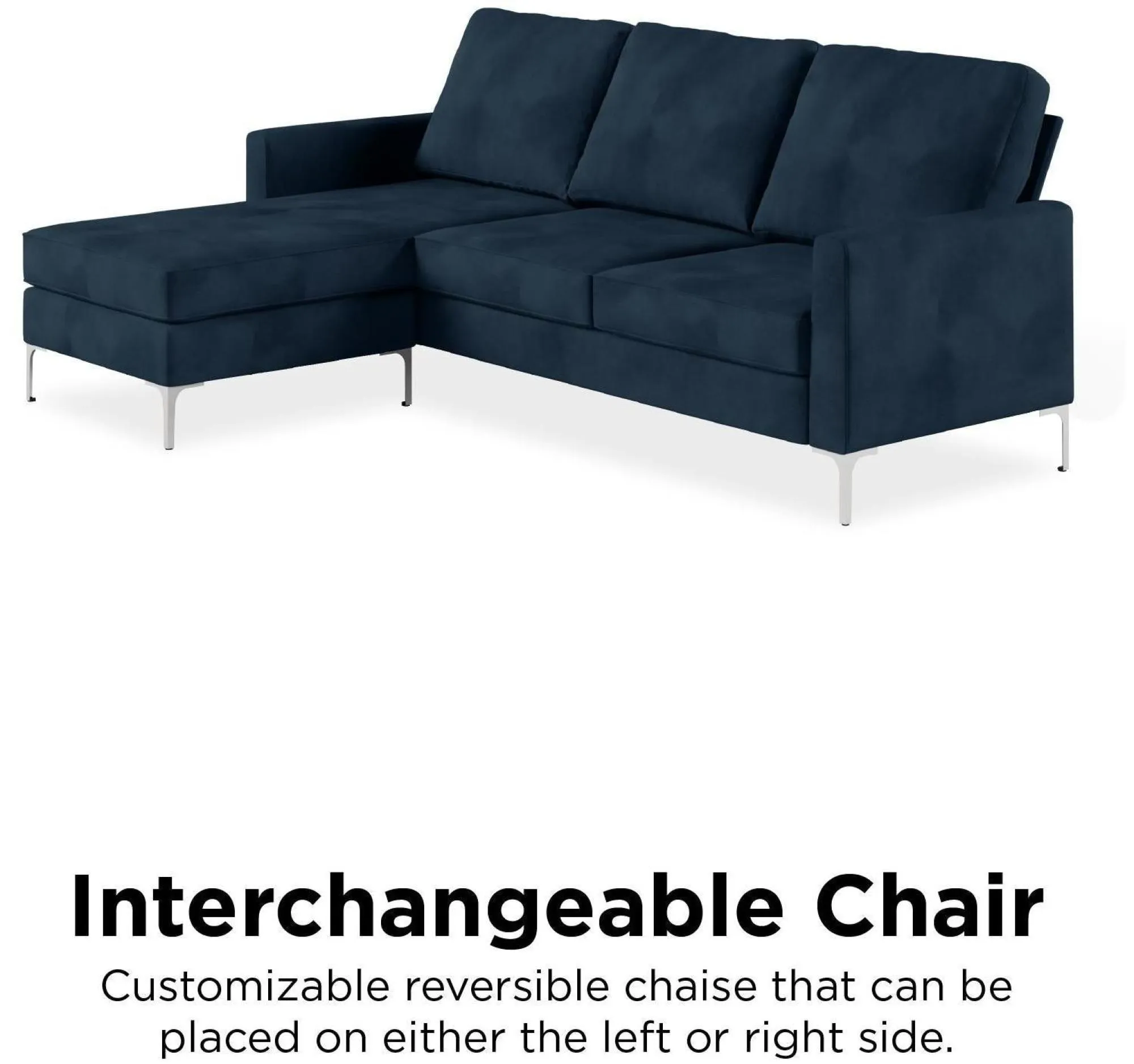 Nowata Chapman Sectional Sofa - Blue, Velvet