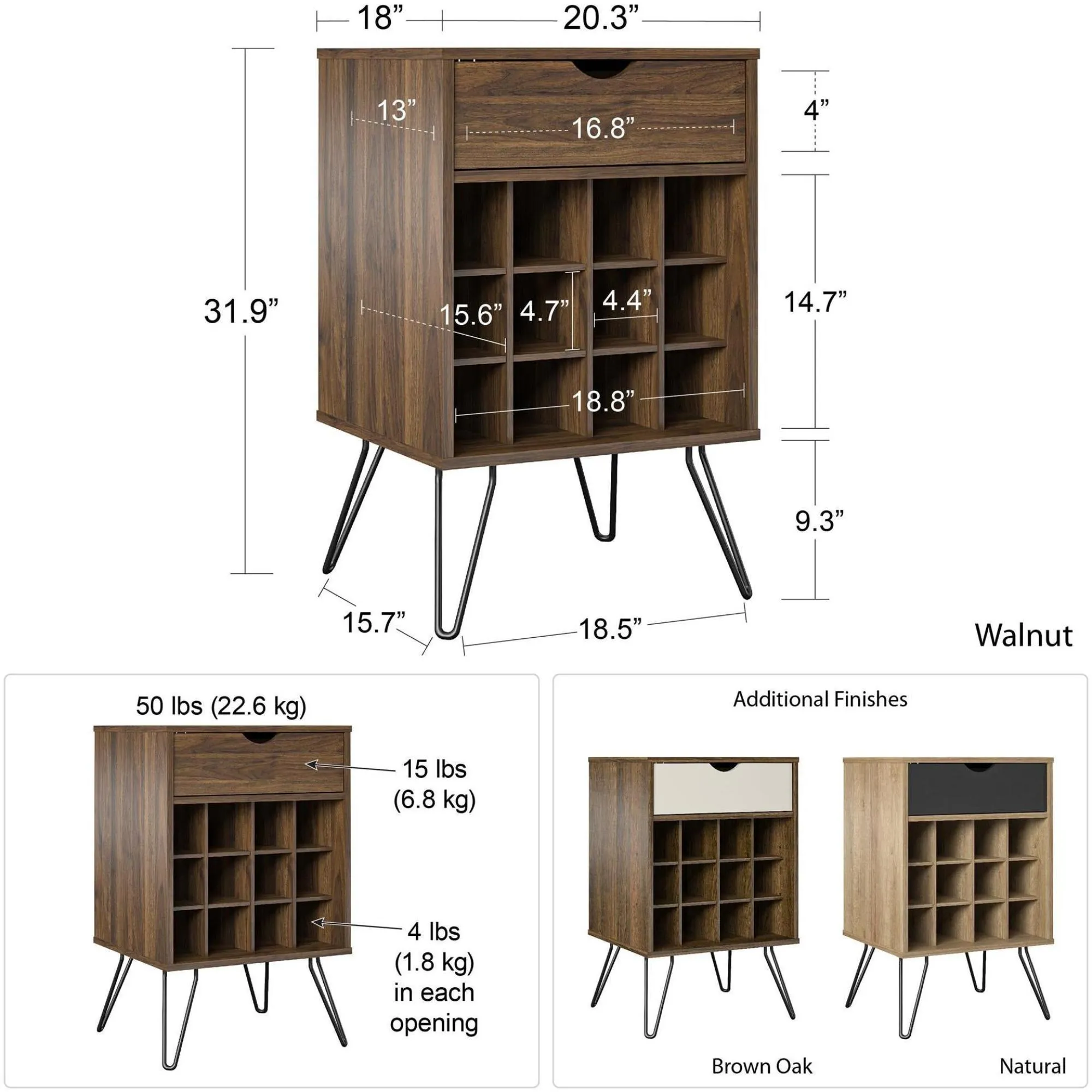 Nowata Contra Wine Rack Cabinet - Brown Oak