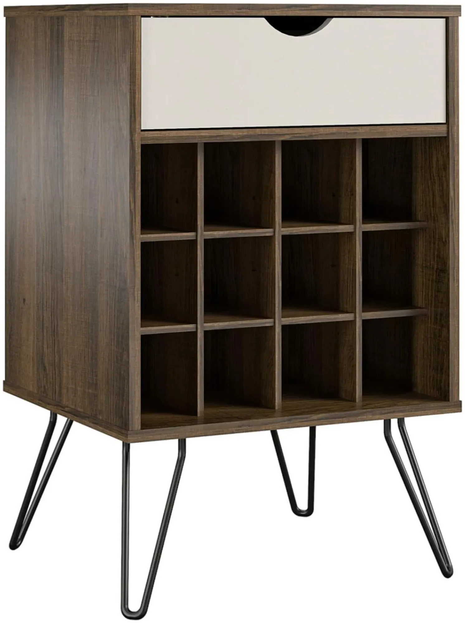 Nowata Contra Wine Rack Cabinet - Brown Oak