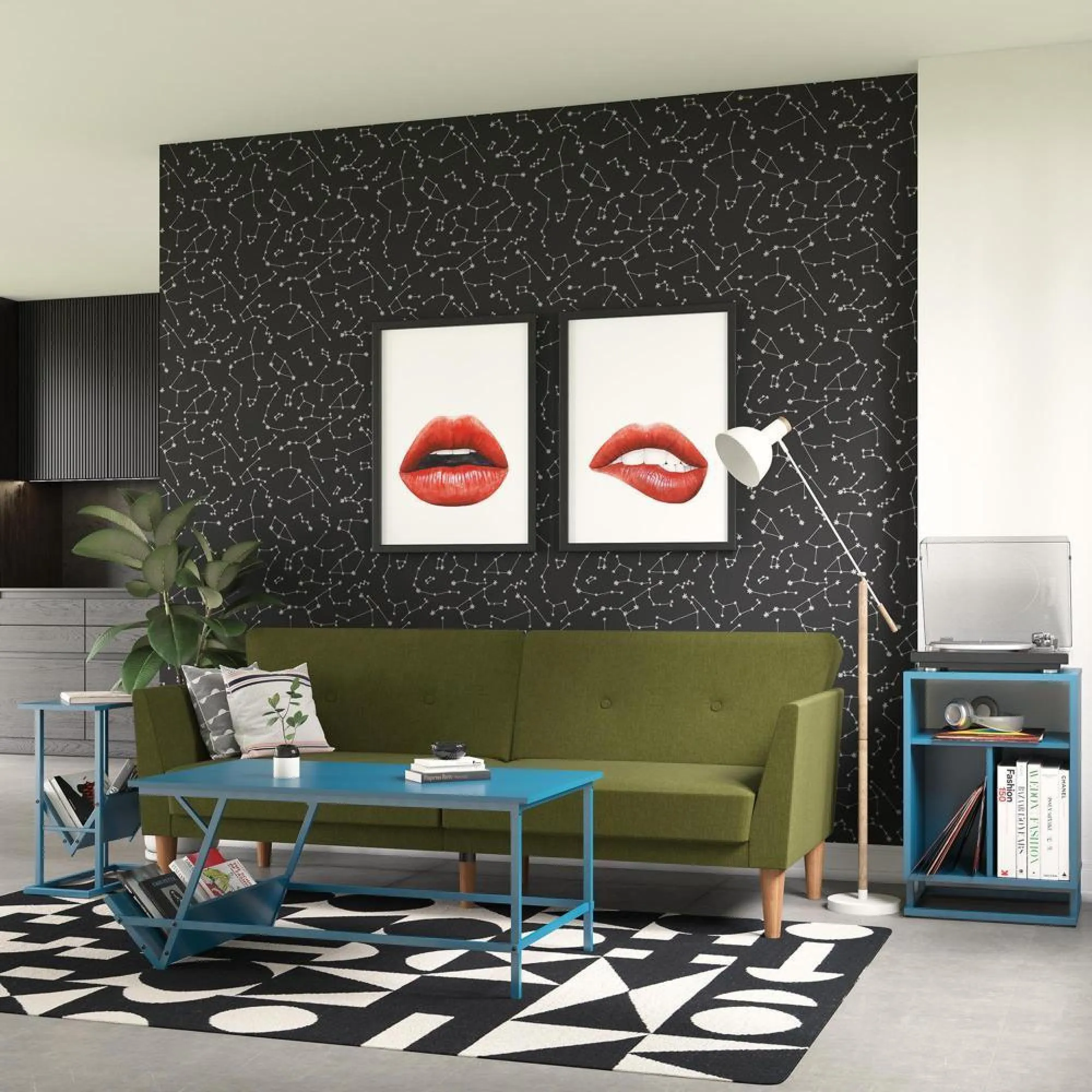 Nowata Futon Sofa Bed - Green, Linen