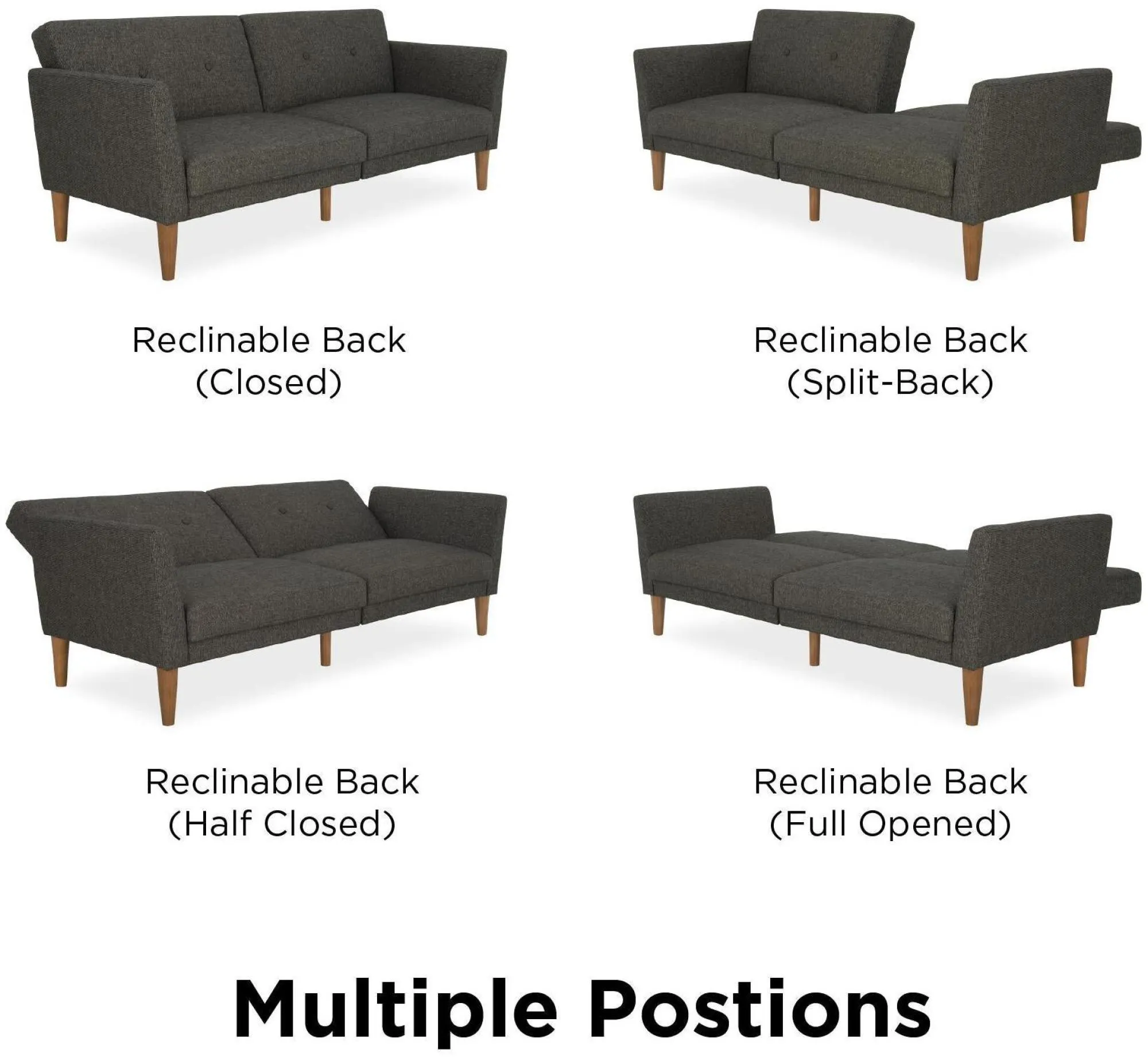 Nowata Futon Sofa Bed - Grey, Linen