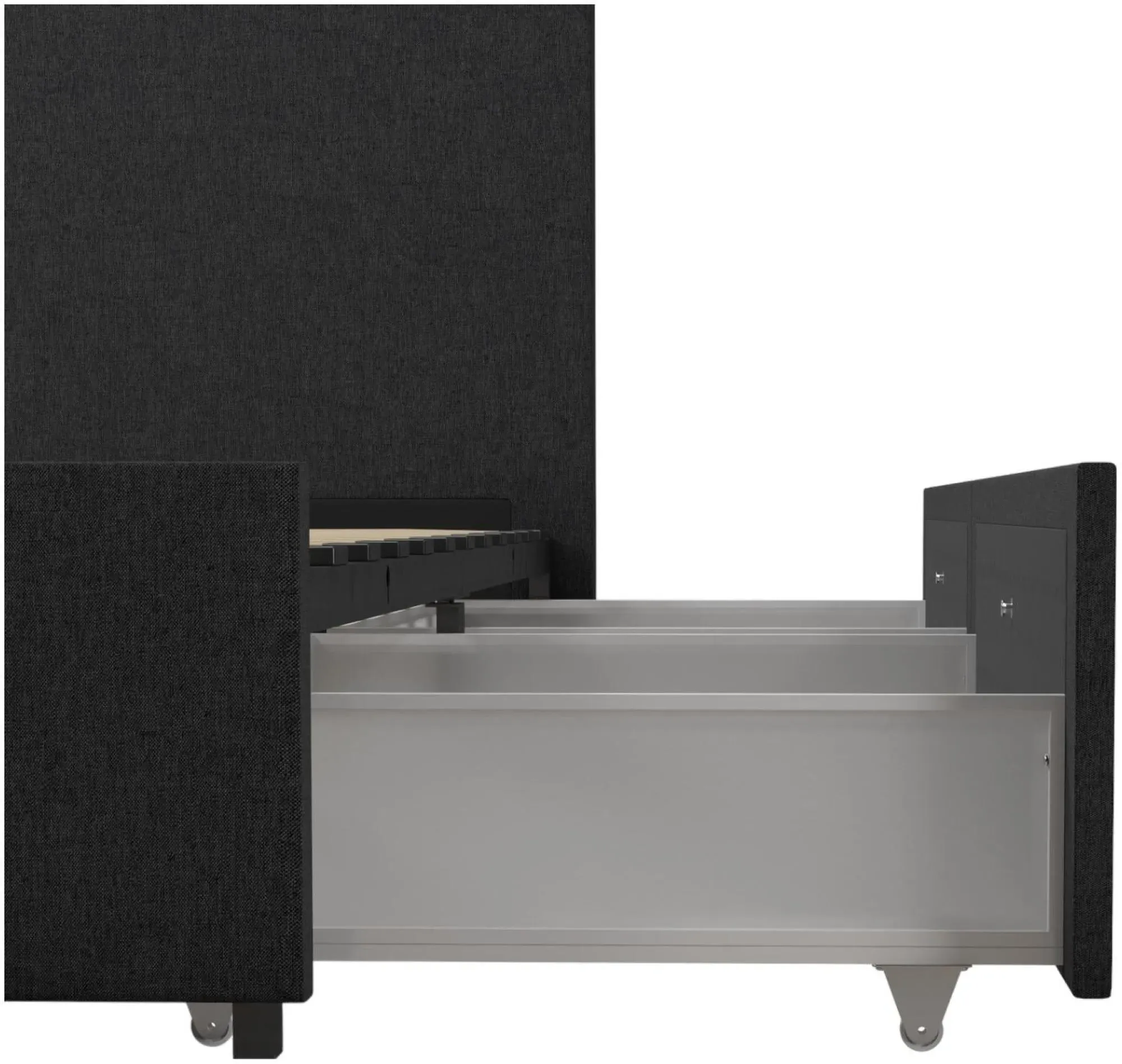 Nowata Kelly Single Bed with Storage - Dark Grey