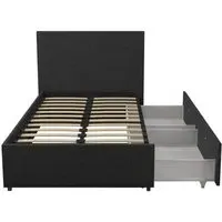 Nowata Kelly Single Bed with Storage - Dark Grey