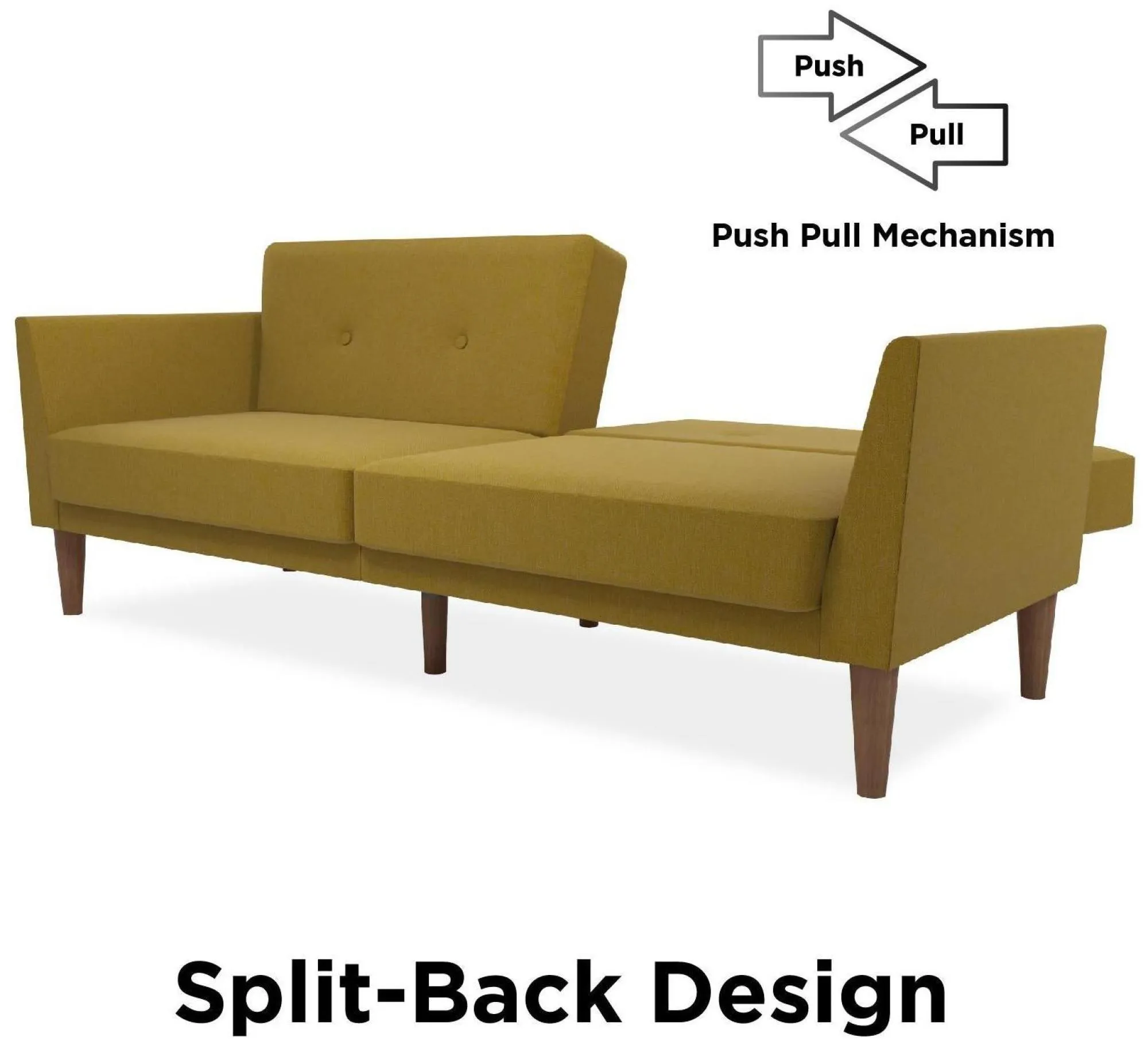 Nowata Regal Futon Sofa Bed - Mustard, Linen