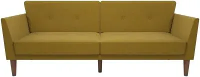 Nowata Regal Futon Sofa Bed - Mustard, Linen