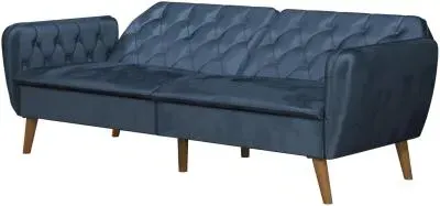 Nowata Tallulah Tufted Futon Sofa Bed - Blue, Velvet