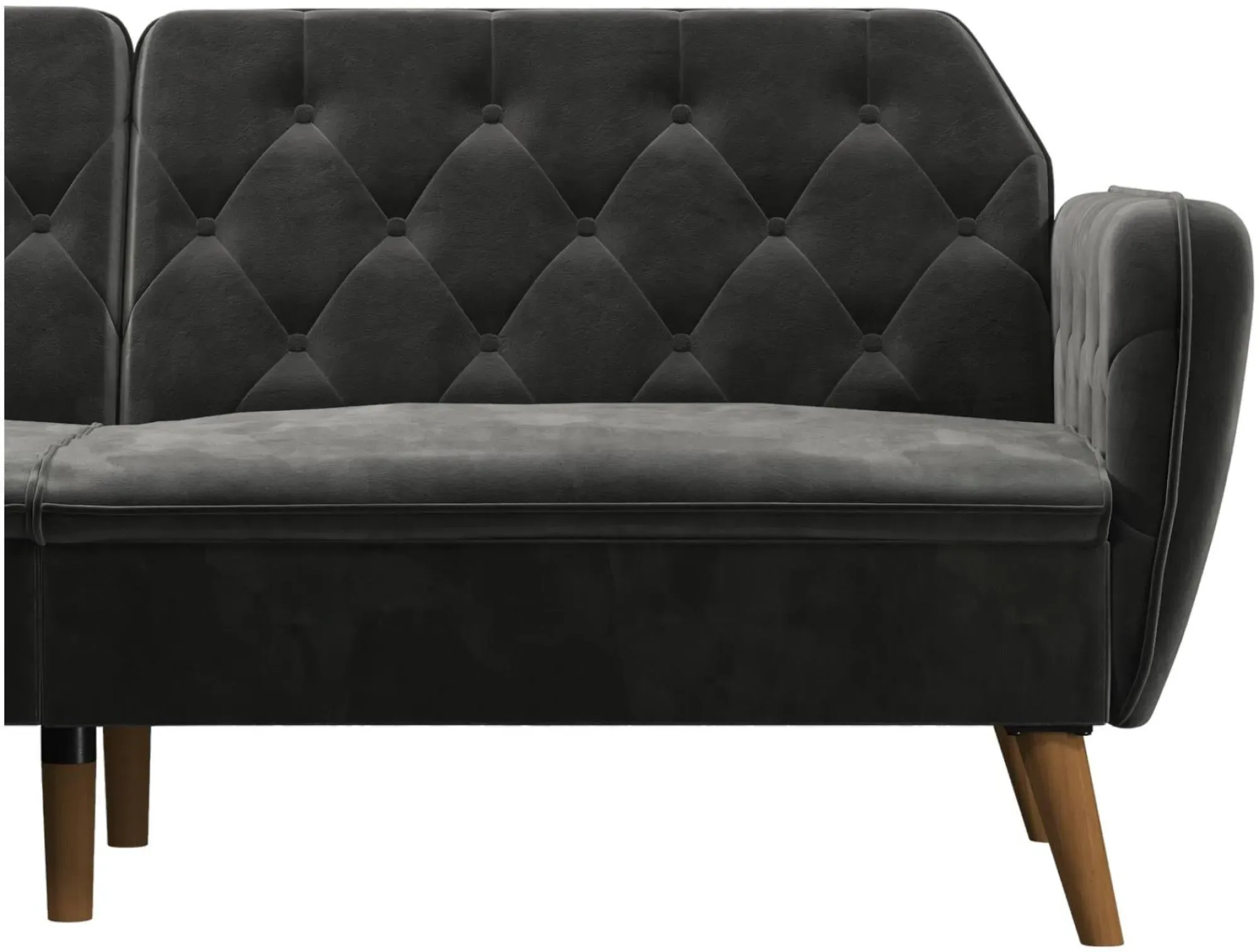 Nowata Tallulah Tufted Futon Sofa Bed - Grey, Velvet