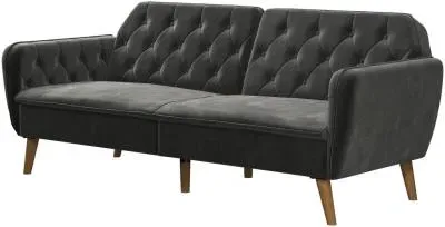 Nowata Tallulah Tufted Futon Sofa Bed - Grey, Velvet