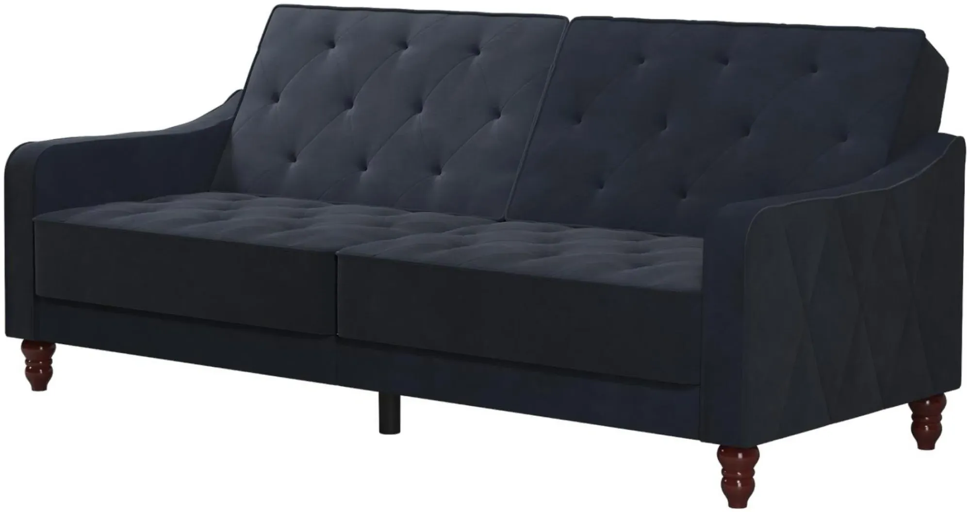Nowata Tufted Futon Sofa Bed - Blue, Velvet