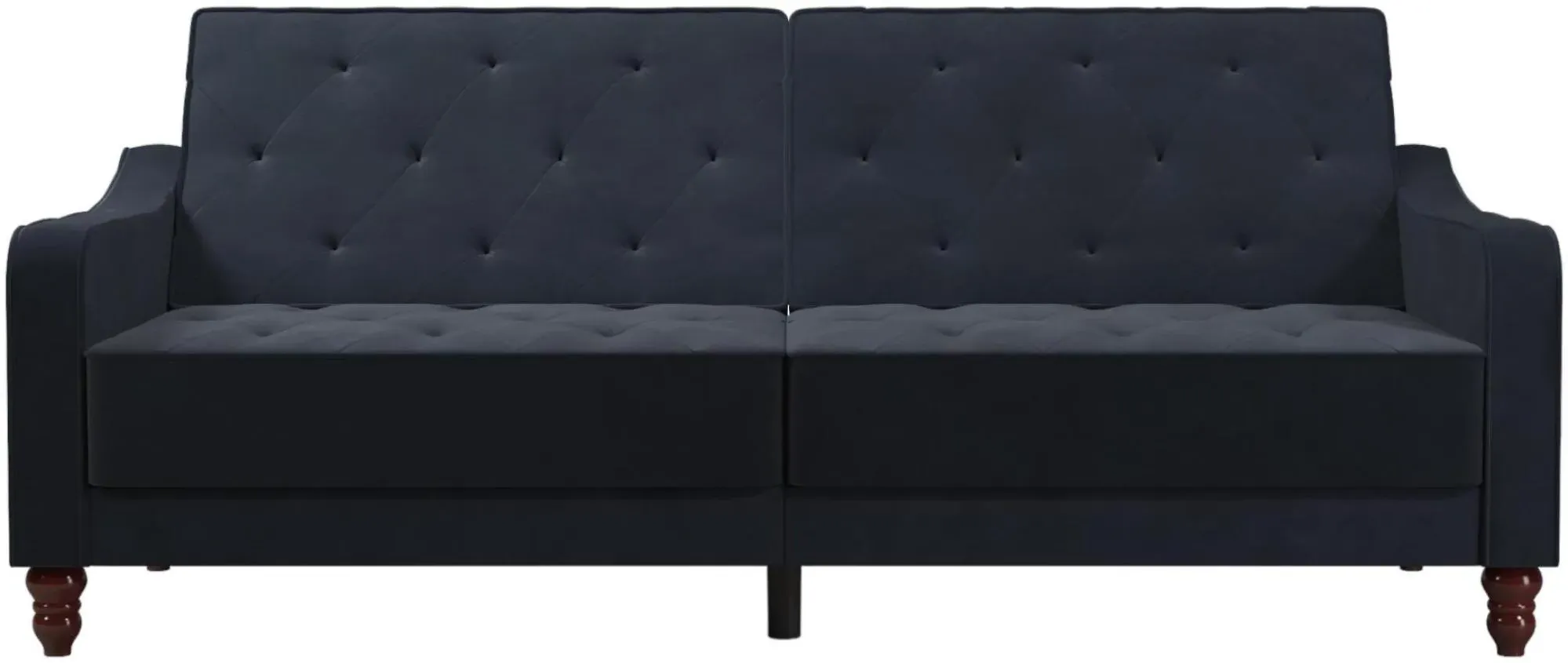 Nowata Tufted Futon Sofa Bed - Blue, Velvet