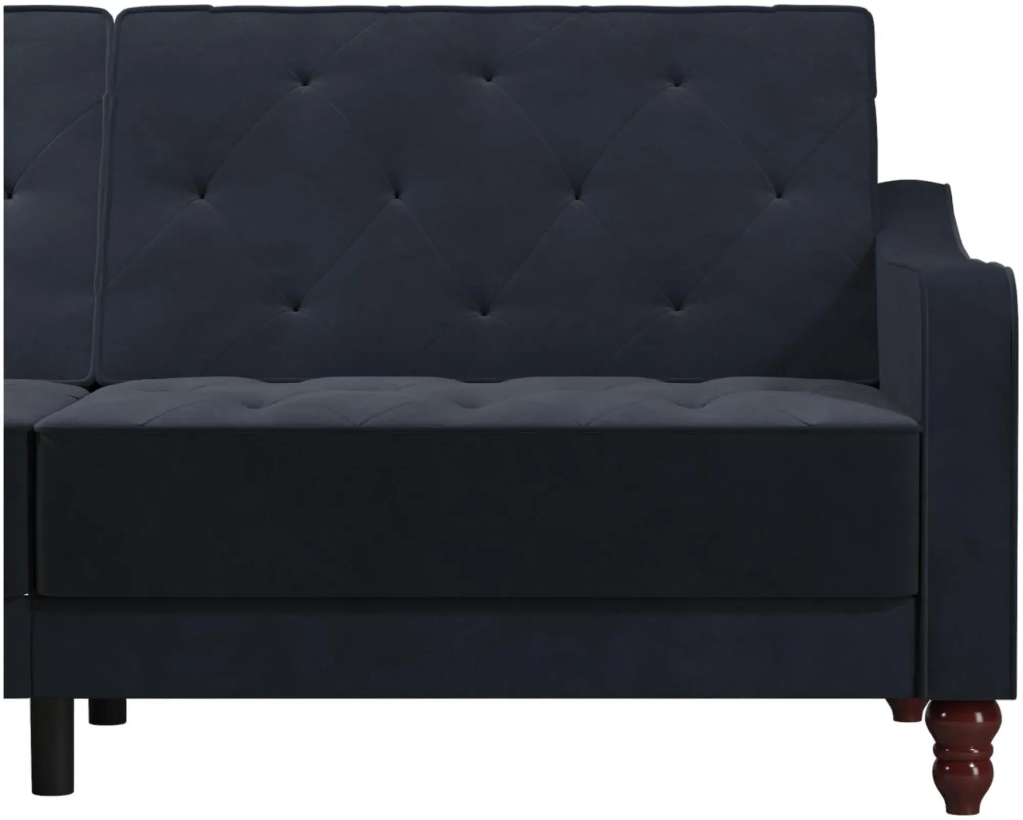 Nowata Tufted Futon Sofa Bed - Blue, Velvet
