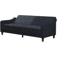 Nowata Tufted Futon Sofa Bed - Blue, Velvet