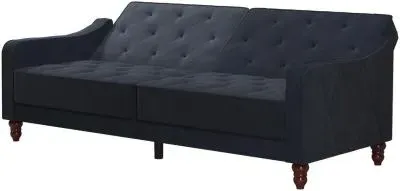 Nowata Tufted Futon Sofa Bed - Blue, Velvet