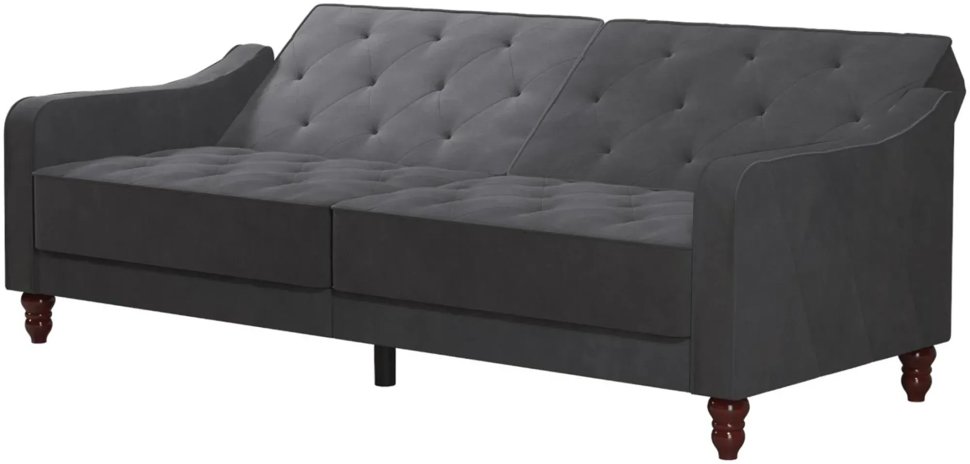 Nowata Tufted Futon Sofa Bed - Grey, Velvet