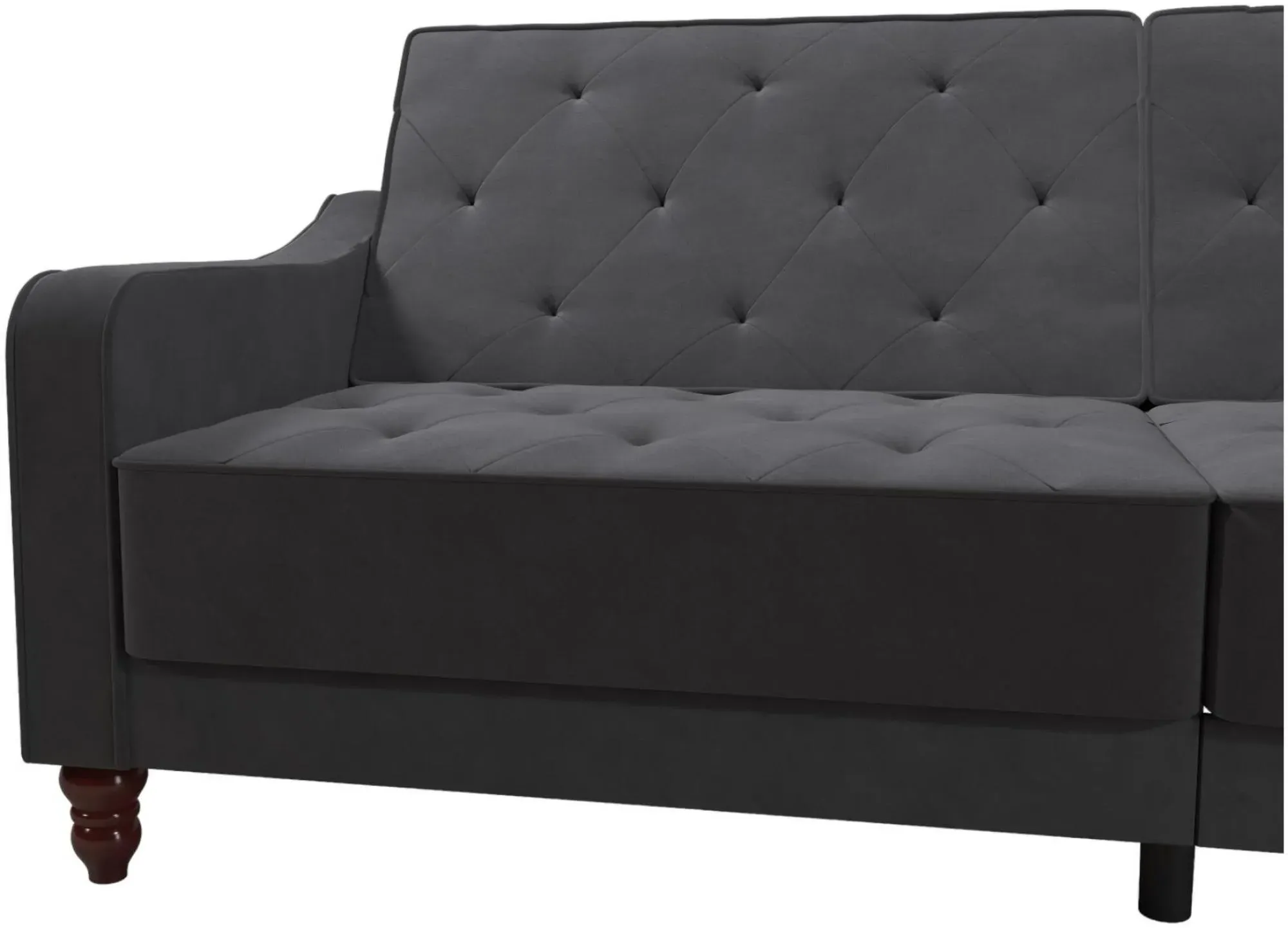 Nowata Tufted Futon Sofa Bed - Grey, Velvet