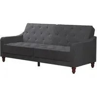 Nowata Tufted Futon Sofa Bed - Grey, Velvet