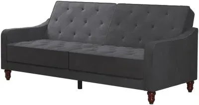 Nowata Tufted Futon Sofa Bed - Grey, Velvet