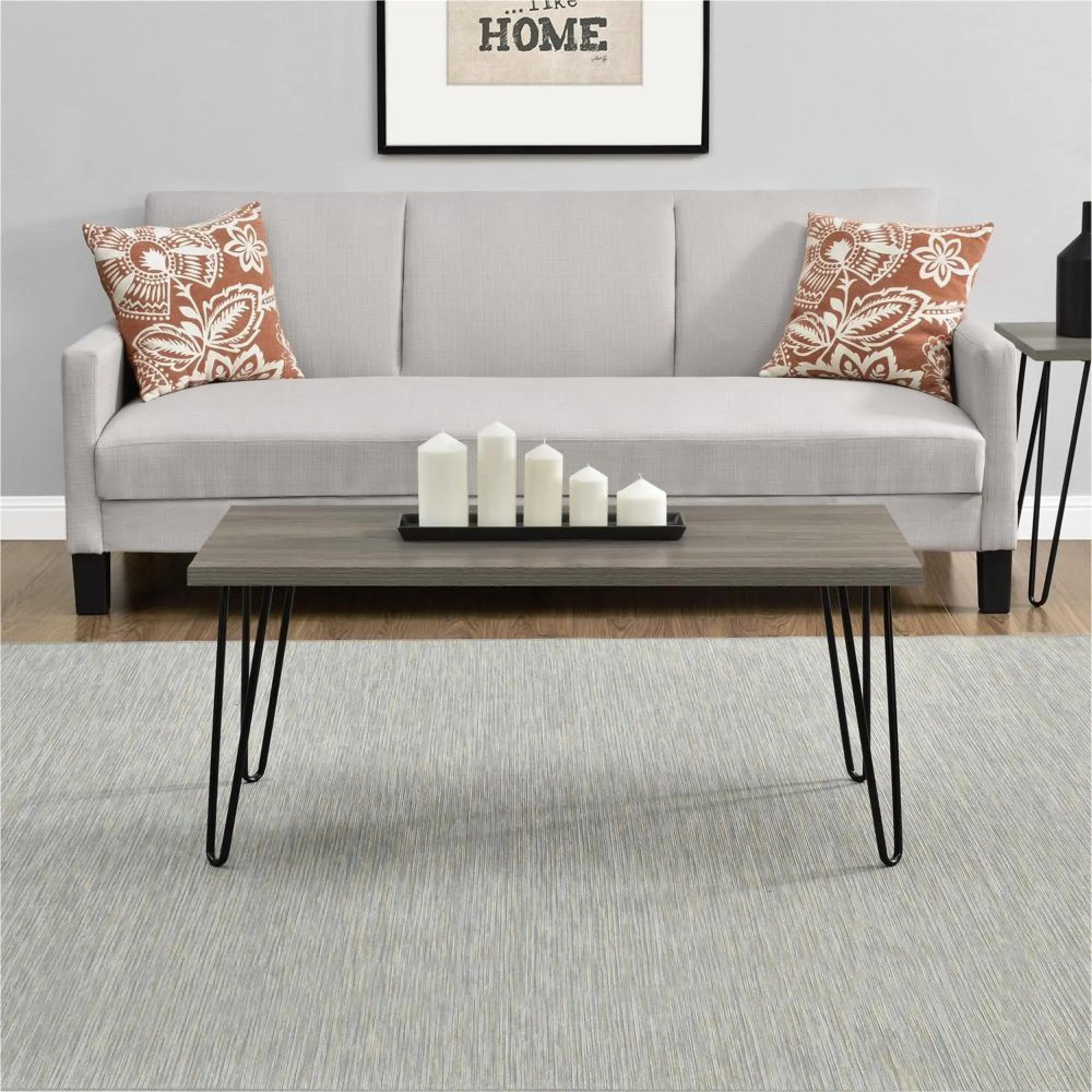 Obion Coffee Table with Hairpin Legs - Rustic Oak