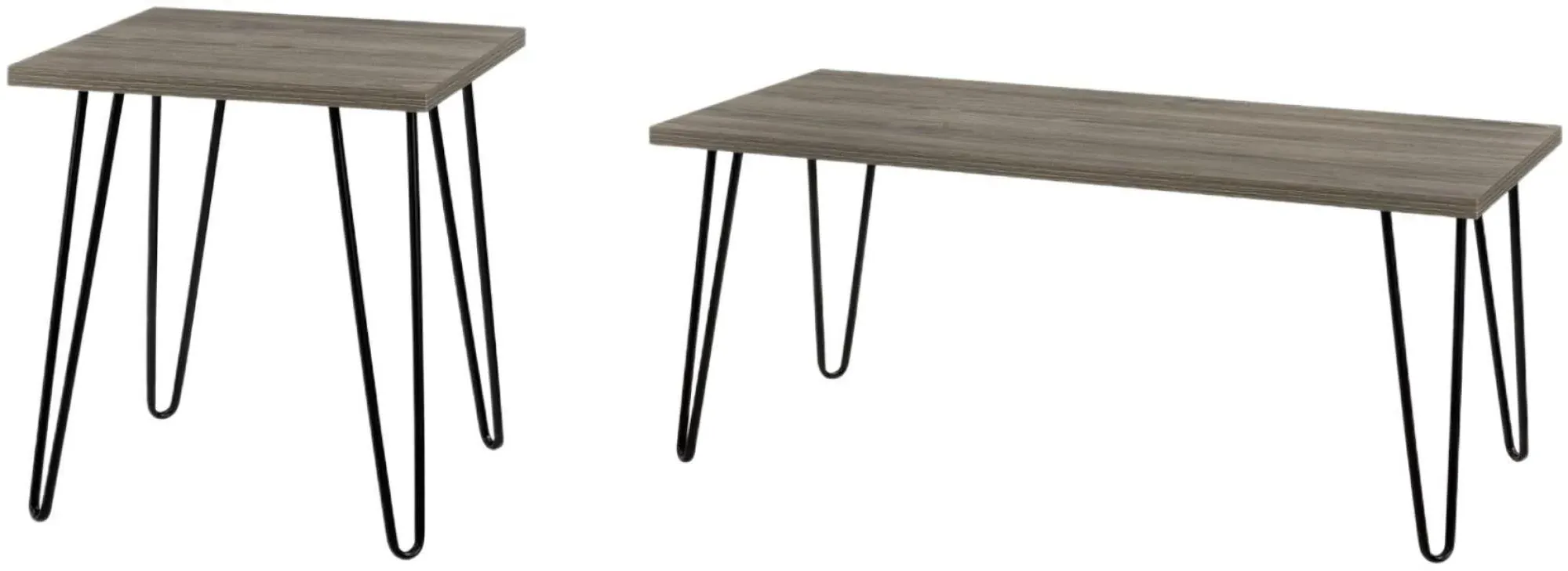 Obion Coffee Table with Hairpin Legs - Rustic Oak