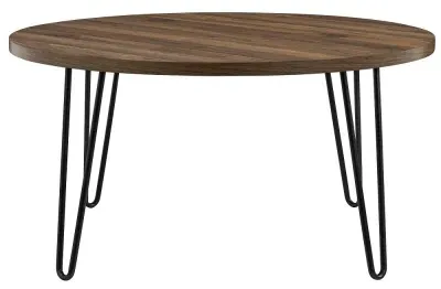 Obion Round Coffee Table with Hairpin Legs - Walnut