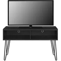 Obion TV Stand with Hairpin Legs - Black Oak