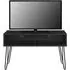 Obion TV Stand with Hairpin Legs - Black Oak