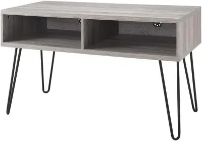 Obion TV Stand with Hairpin Legs - Grey Oak