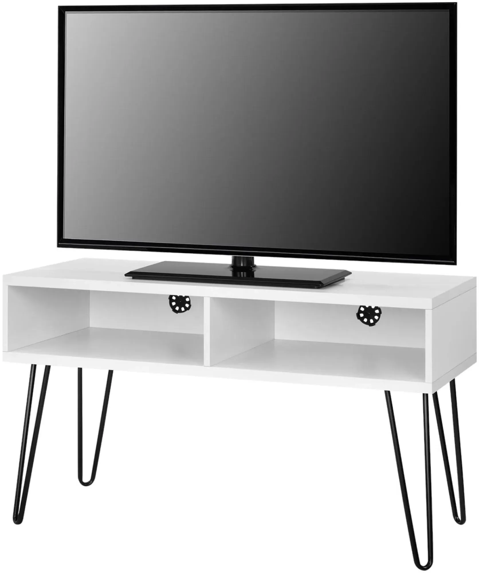 Obion TV Stand with Hairpin Legs - White