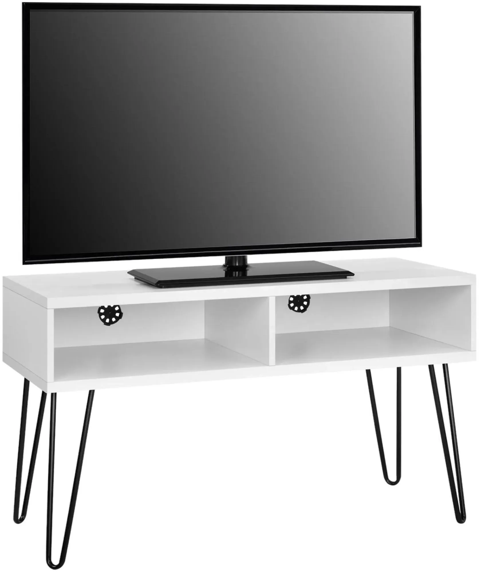 Obion TV Stand with Hairpin Legs - White