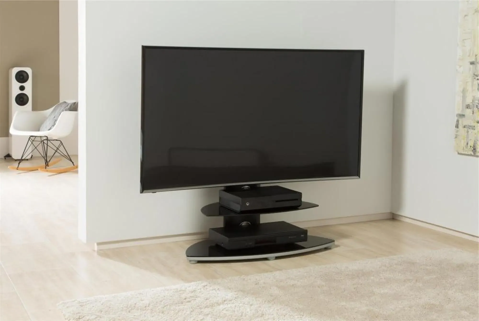 Paha 2 Shelf TV Stand with Bracket - Black
