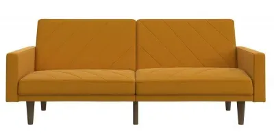 Paso 2-Seater Sofa Bed - Mustard, Linen