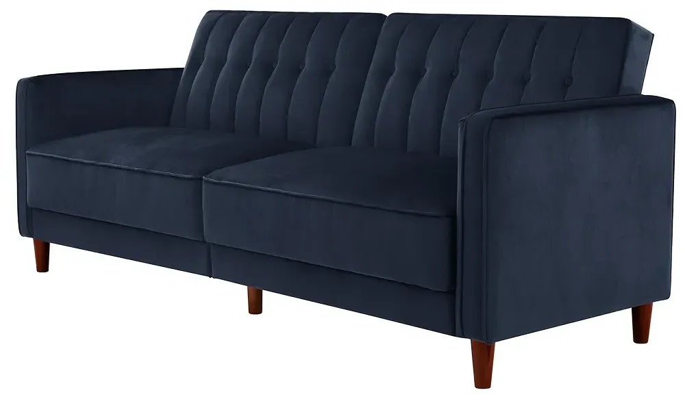 Pinto Tufted 2-Seater Sofa Bed - Blue, Velvet