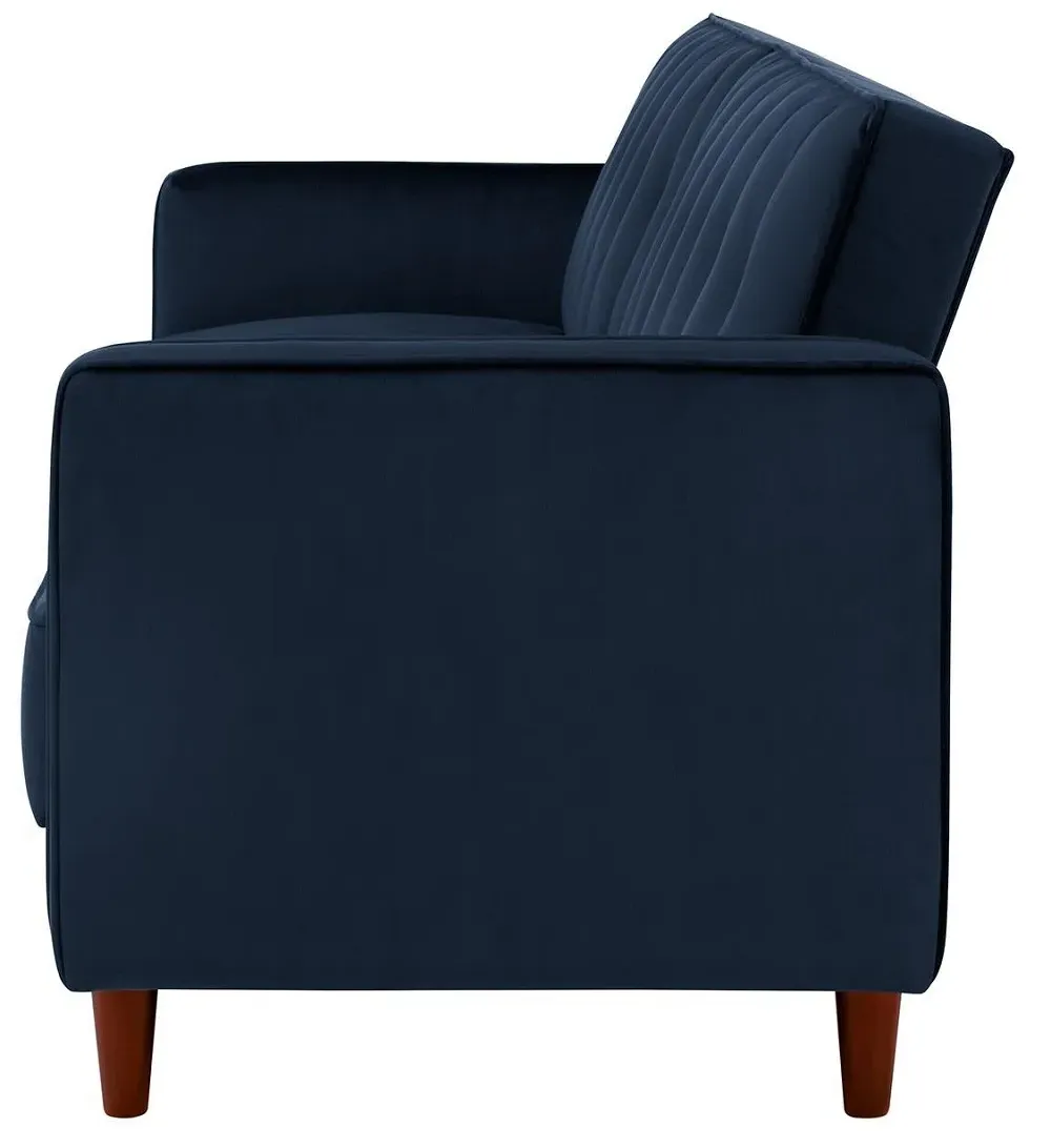Pinto Tufted 2-Seater Sofa Bed - Blue, Velvet